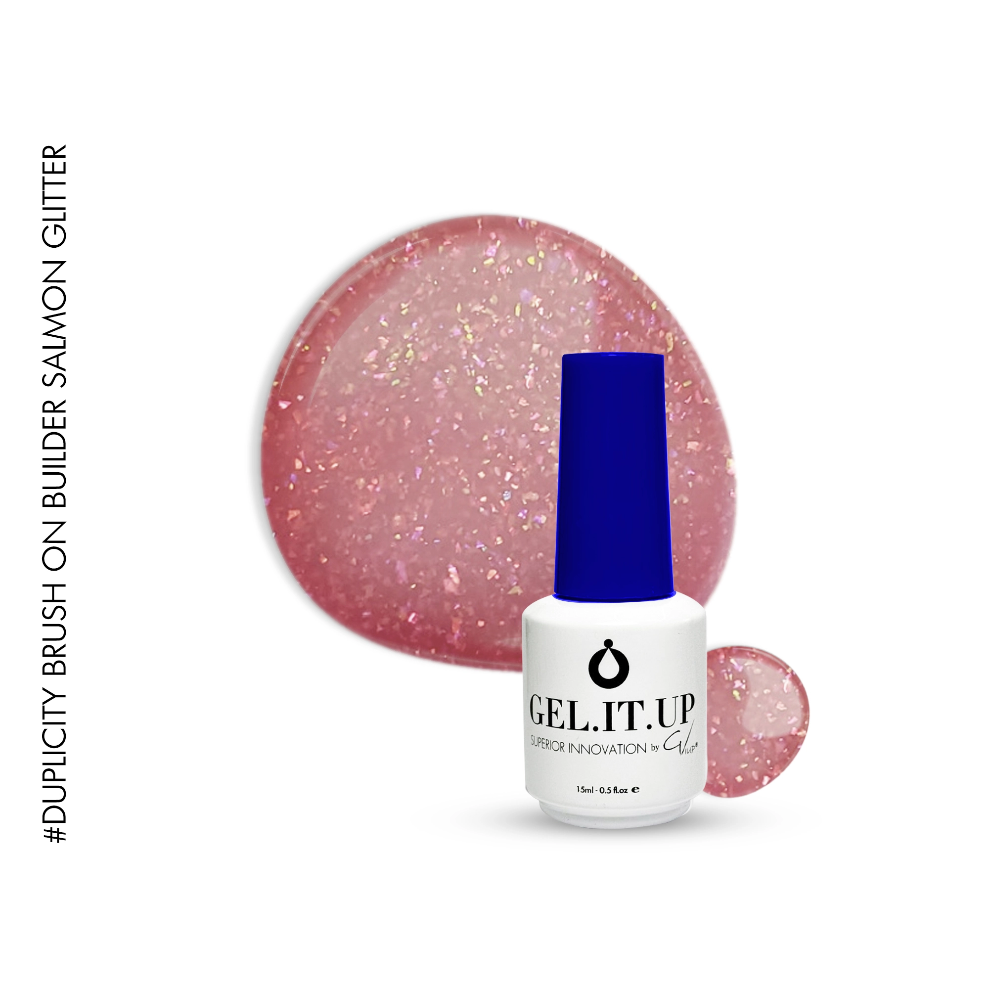 Brush on Builder Gel Salmon Glitter 15ml -HTF