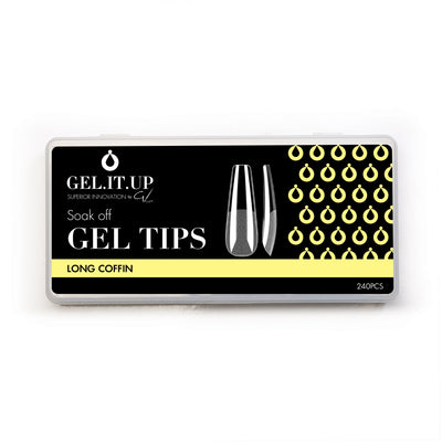 SOAK OFF GEL TIPS LONG COFFIN
